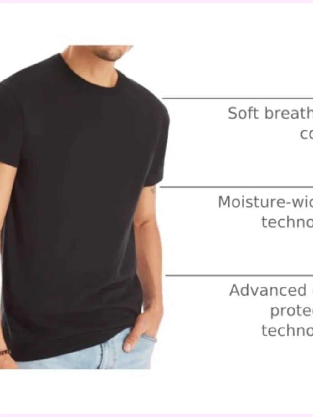 Cotton Undershirts 6-Pack Men's Crew Neck Tag-Free Moisture Wicking Stays Tucked